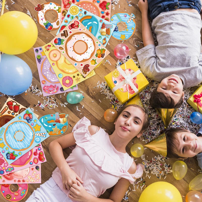 Children's Donut Puzzle Stickers Game - Funny Assemble Jigsaw Kids Educational Toy