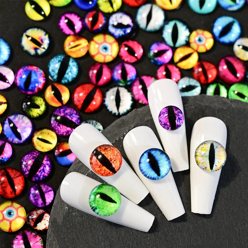 50Pcs 3D Animal Eye Beads Nail Charms Mixed Sizes for Manicure & Dolls