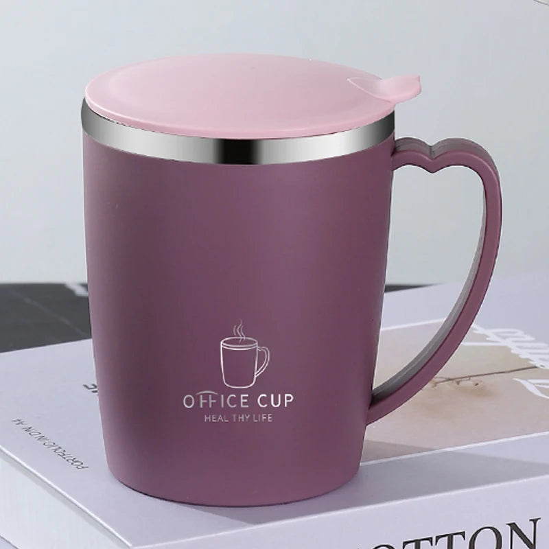 350ml Insulated Stainless Steel Coffee Mug with Handle Leak-Proof Vacuum Flask