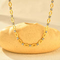 Gold Color White Zircon Hollow Oval Chain Necklace for Women