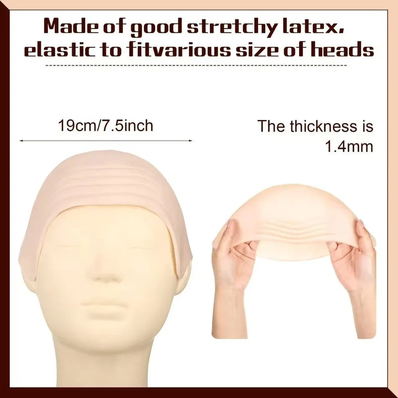 Cosplay Bald Outfit Accessories Set with Latex Bald Hat and Nylon Wig Cap for Halloween and Parties