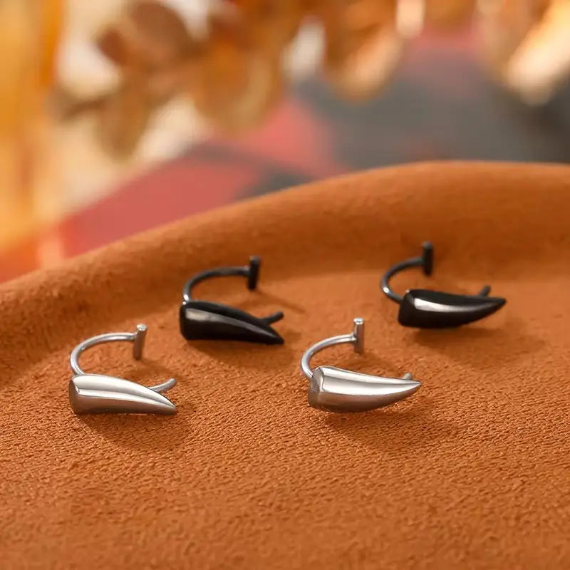 Set of 2/8/10 Stainless Steel Non-Pierced Lip Rings with Cross, Star, Heart, Cone Designs
