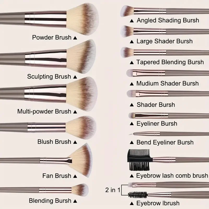 Makeup Brushes Set with Soft Nylon Bristles - Foundation Eyeshadow Blush Highlighter Concealer Kabuki Blending Tools