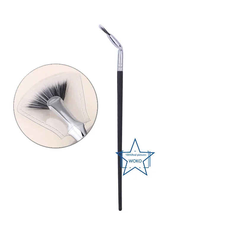 Eyelash Fan Brush for Lash Extension & Makeup - Small Bent Fan Eyelash Tool