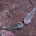 Vintage Angel Wings Feather Pendant Necklace for Women - Statement Aesthetic Chain Choker