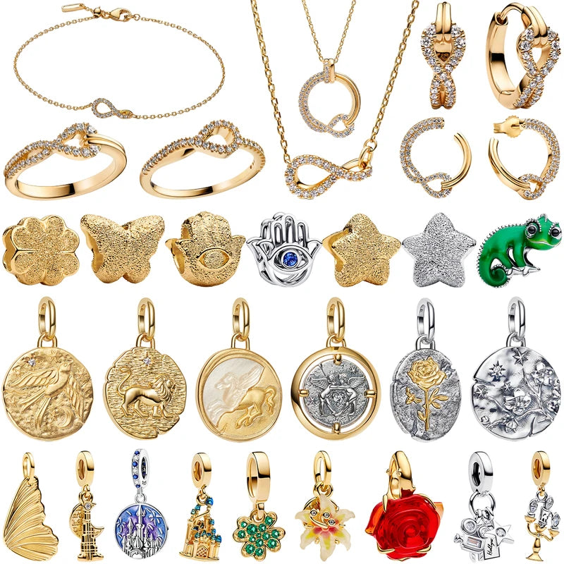 Sterling Silver Charms & Beads Set for DIY Jewelry Making - Horse Lion Castle