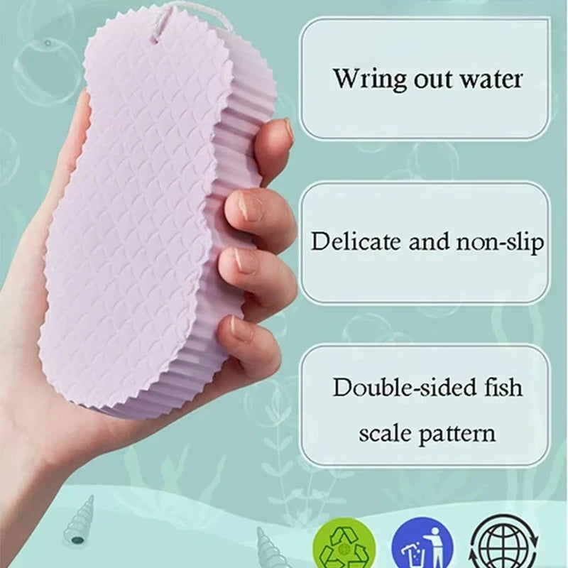 Kids Exfoliating Bath Sponge - Gentle Dead Skin Removal & Body Cleaning Tool