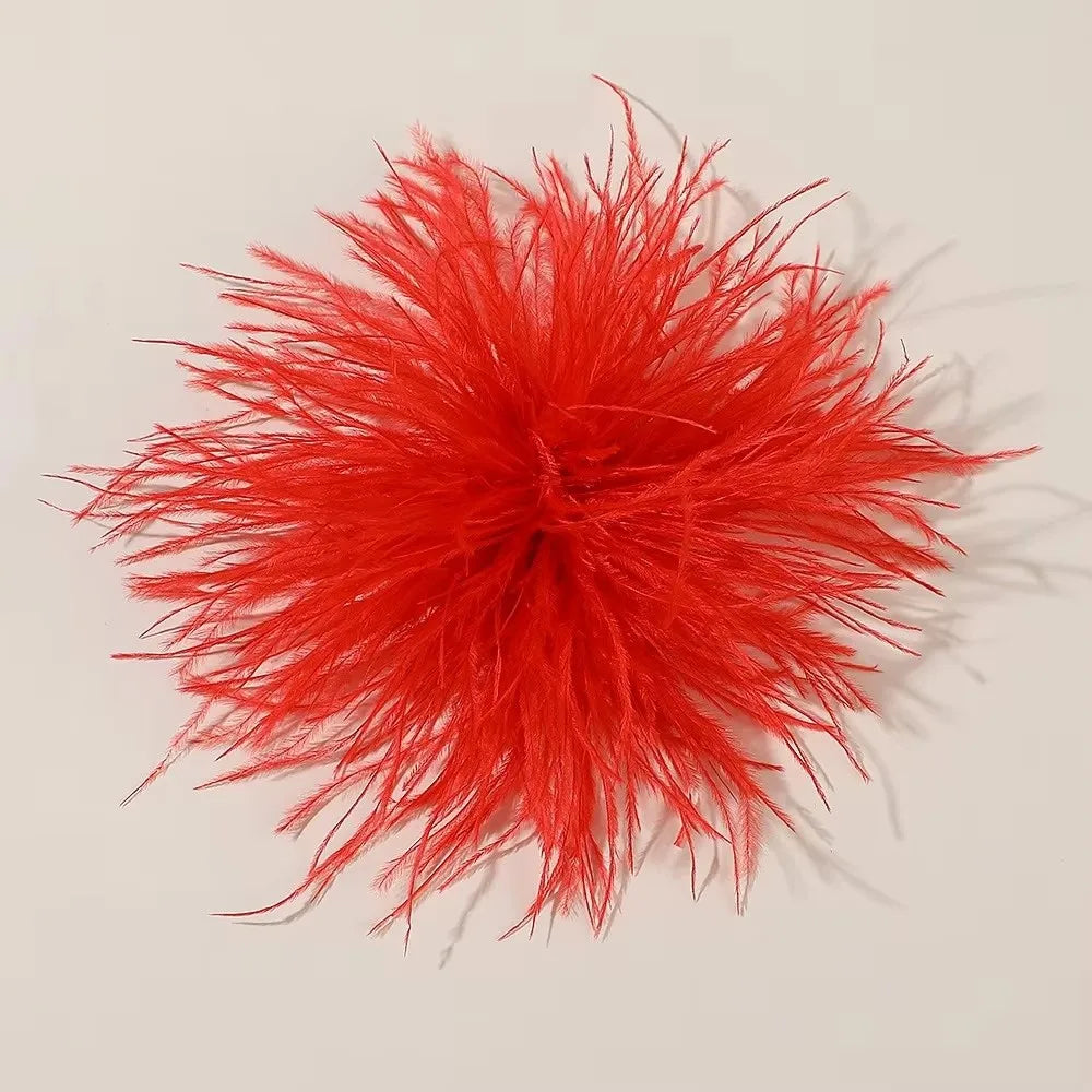 Large Ostrich Feather Brooch 8-10cm Handmade Artificial Feather Jewelry