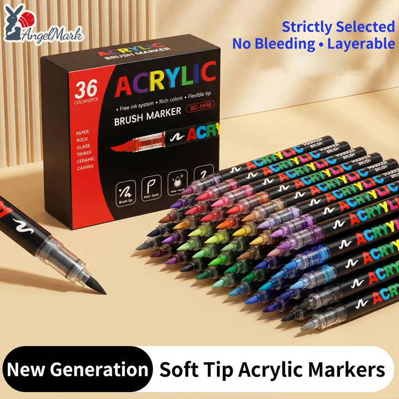 168 Colors Acrylic Paint Pen Set with Brush Tip for Rock Wood Canvas Art