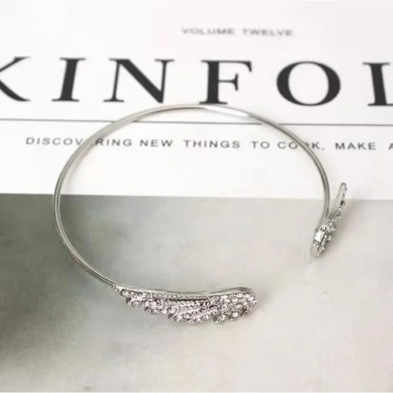Angel Wings Bracelet for Women Adjustable Silver Feather Jewelry Gift