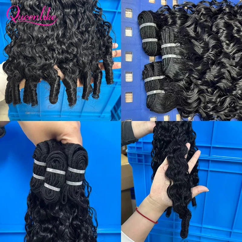 Queenlike Burmese Curly Human Hair Bundles 15A Double Drawn 3/4/6 Pack