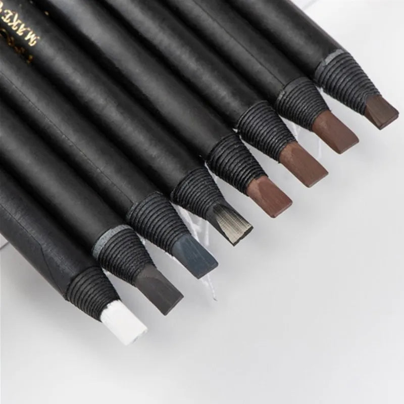 12-Piece Waterproof Eyebrow Pencil Set for Natural Long-Lasting Brows - Multiple Colors