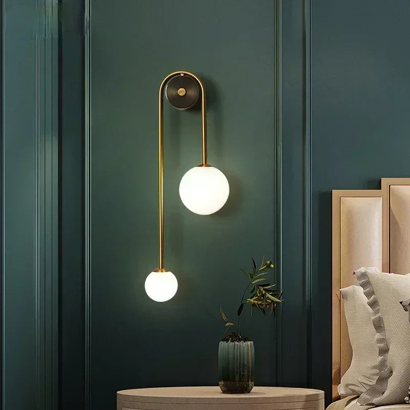 Modern Wall Light Lamp with Glass Ball LED Sconce for Bedroom & Living Room
