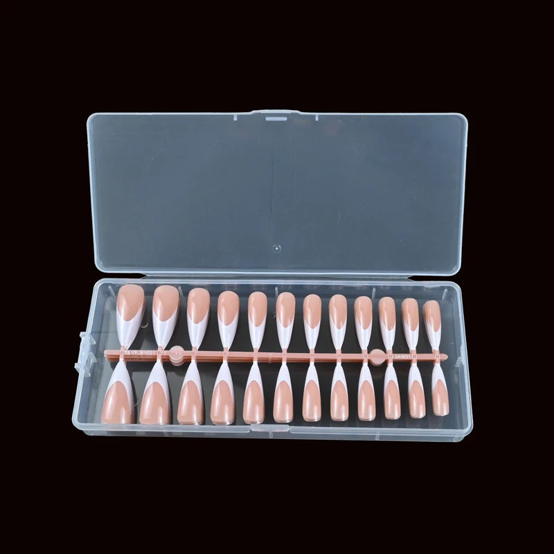 120Pcs Medium-Long French Pointed Press-On Nails Brightening False Nails
