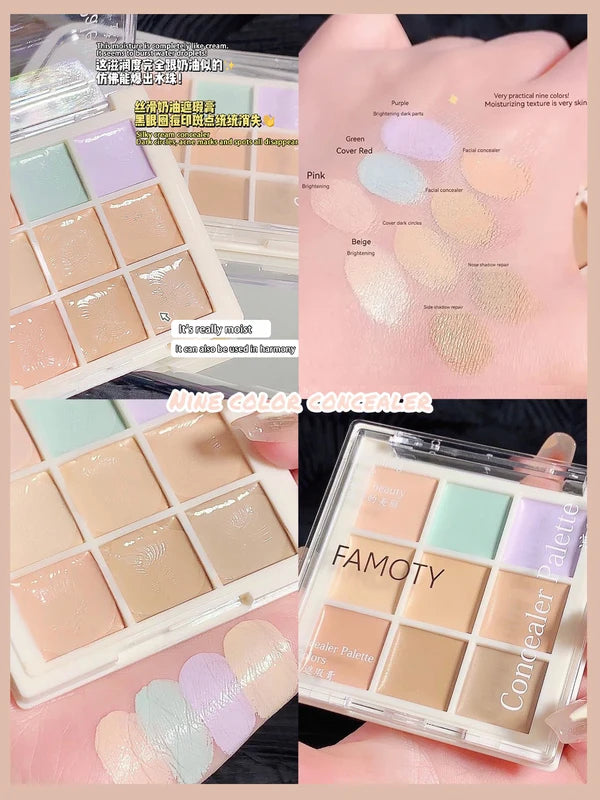 Multi-Color Concealer Palette for Face & Eye Makeup, Full Coverage, Brightening & Contouring