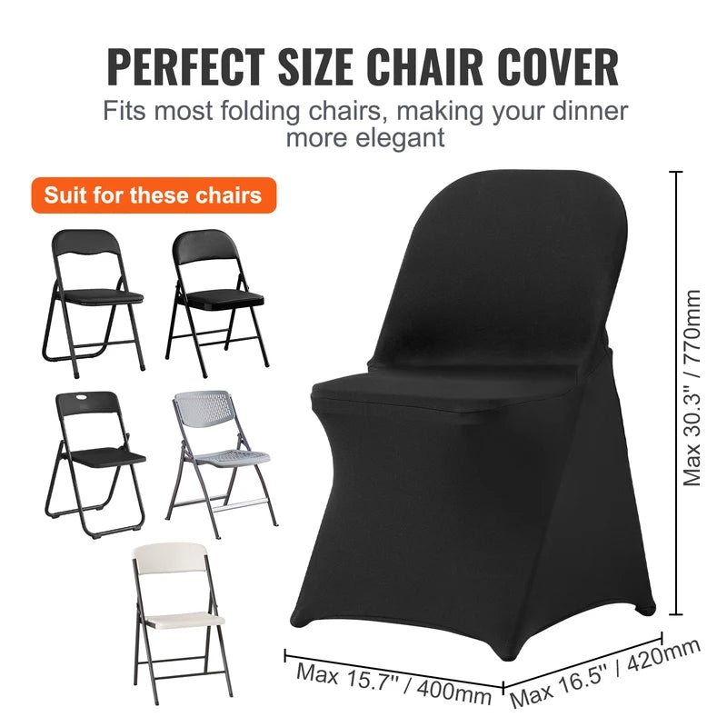 Stretch Spandex Folding Chair Covers Set - Washable Protective Slipcovers for Dining, Banquet & Event Chairs