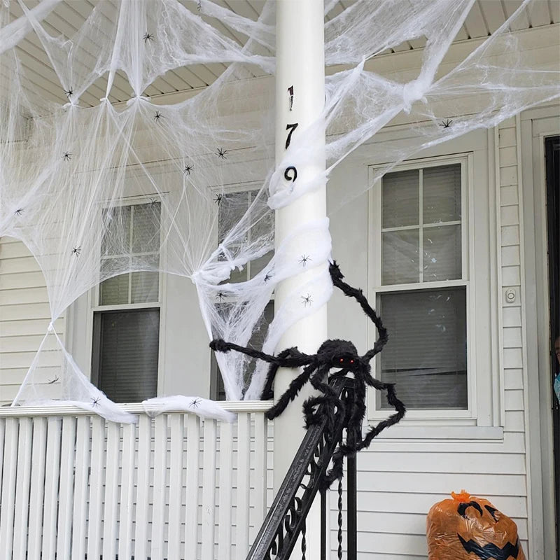 Halloween Spider Web Decorations - Stretch Cobwebs for Haunted House & Party Scenes
