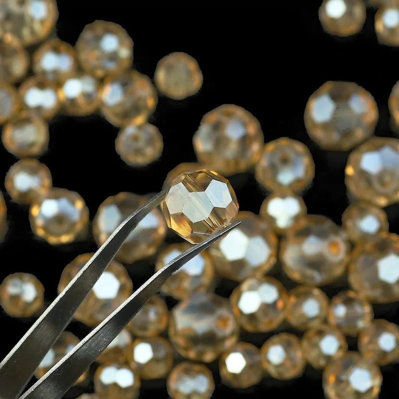 Golden Champagne Crystal Glass Spacer Beads for Handmade Jewelry 4-10mm