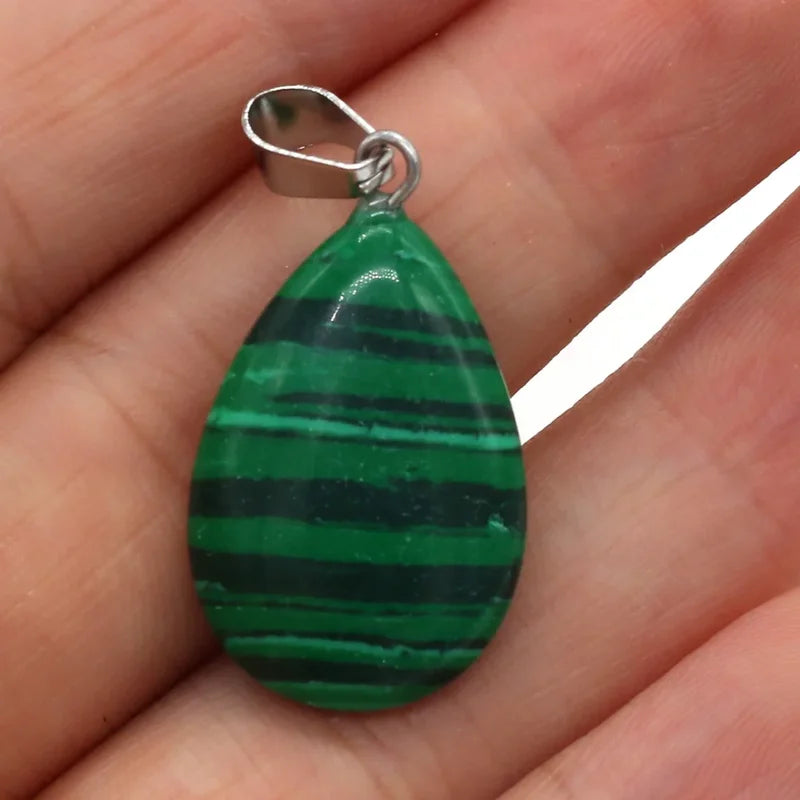 Natural Drop Shape Stone Pendant Crystal Jewelry Charm for DIY Making