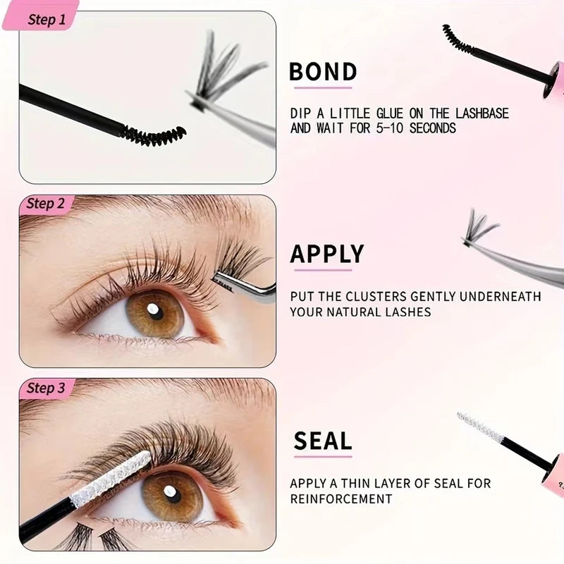 Lash Bond and Seal Kit 10ml with 5ml Lash Glue & Tweezers - Strong Hold
