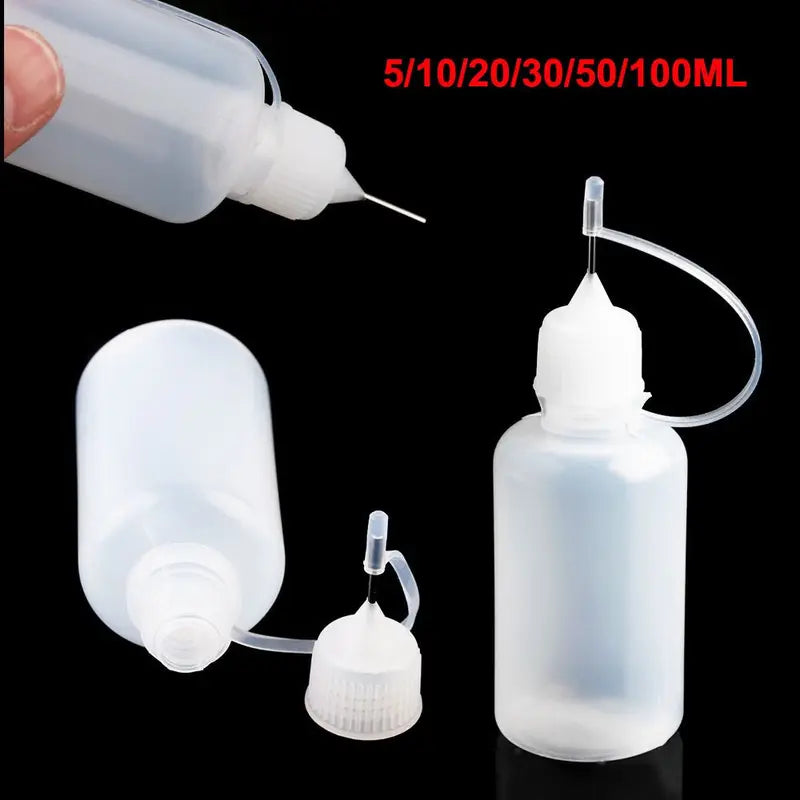 Refillable Needle Tip Glue Bottles 5pcs Set for Craft & Scrapbooking - Multiple Sizes