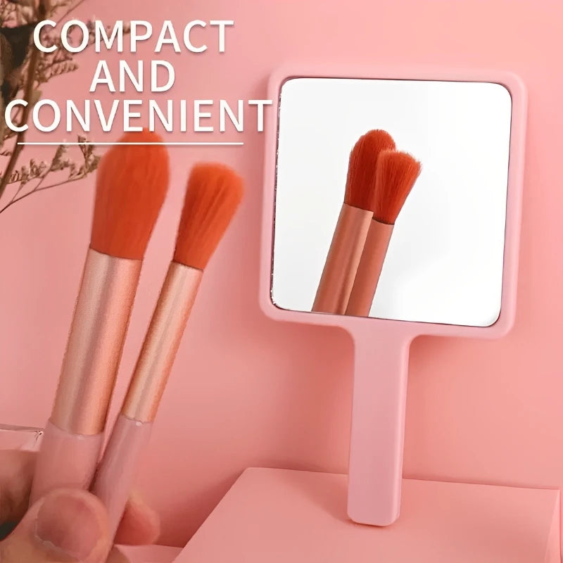 Handheld Makeup Mirror Square Vanity Mirror with Plastic Handle - High Definition Beauty Accessory