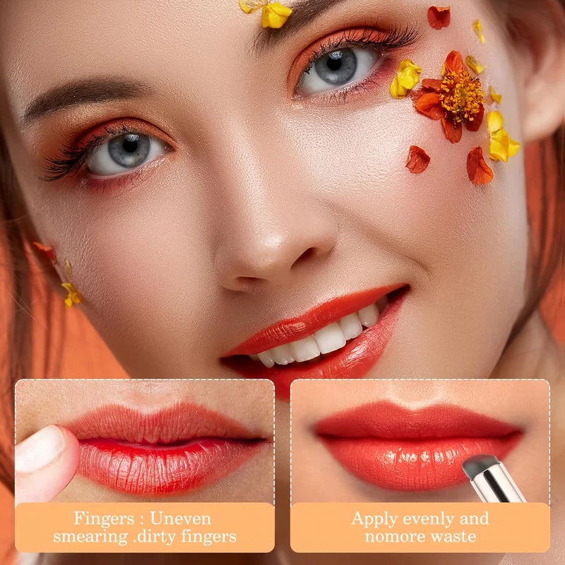 Portable Silicone Lip Brush with Cover - Mini Makeup Applicator for Lip Balm and Lipstick