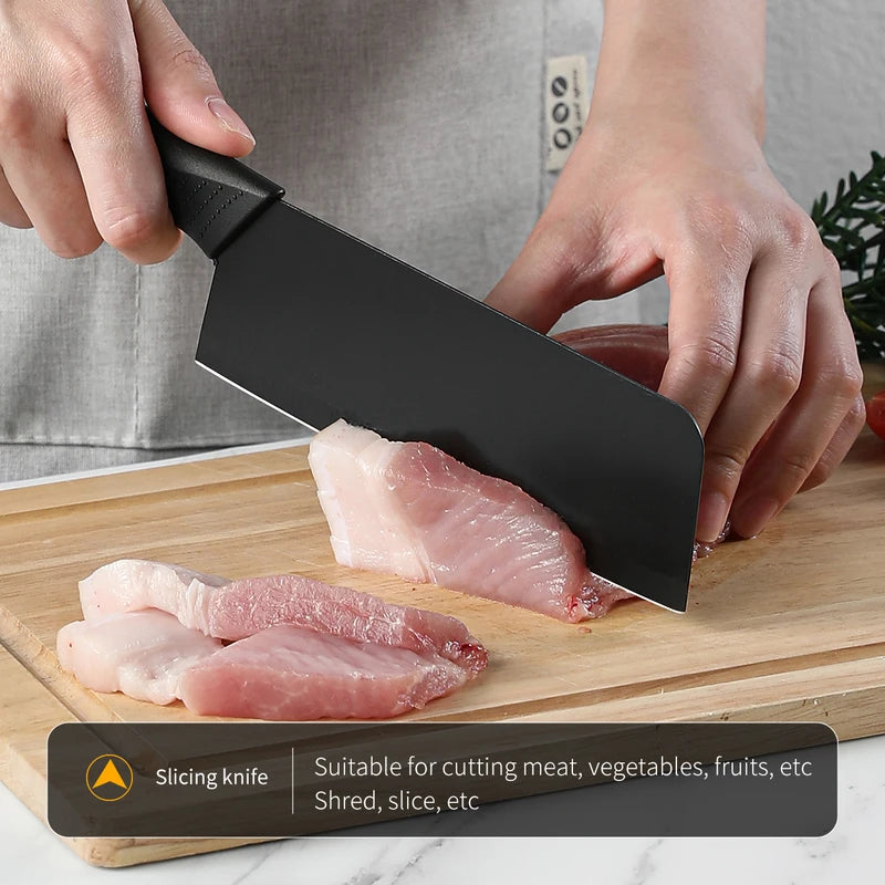 3/5pcs Kitchen Knife Set - High-Grade Black Steel Stainless Steel Household Knives