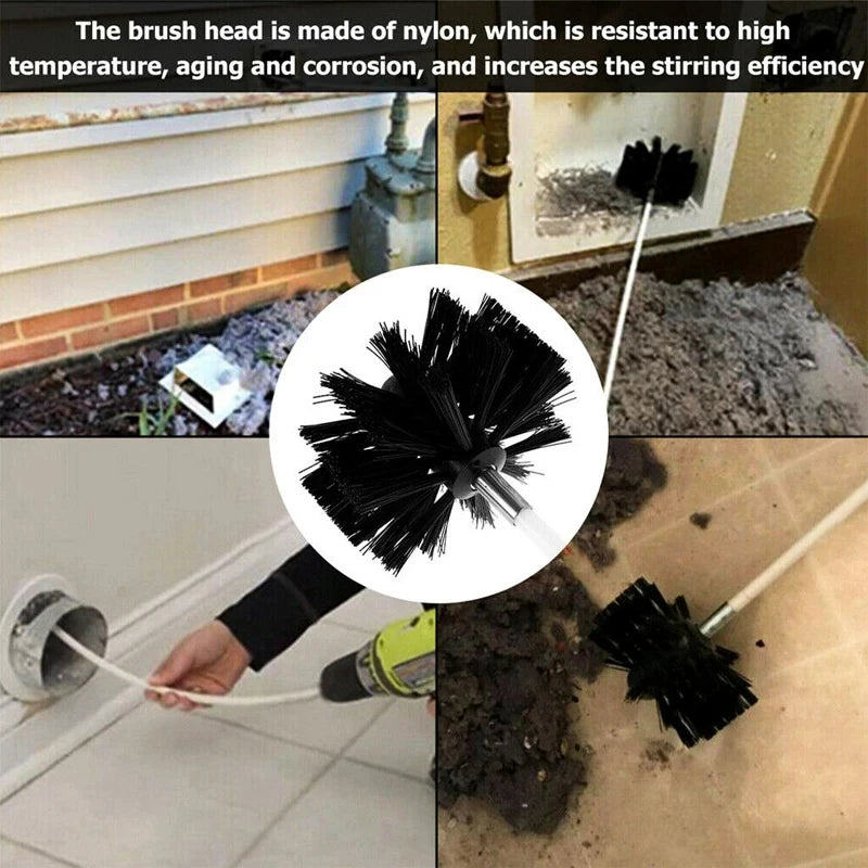 Flexible Chimney Sweeping Brush Set with Nylon Rods for Flue & Dryer Vent Cleaning