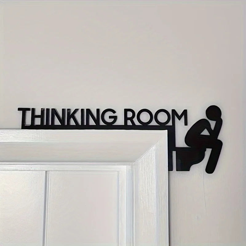 Funny Metal Bathroom Door Sign - Restroom Door Decoration Black Sign