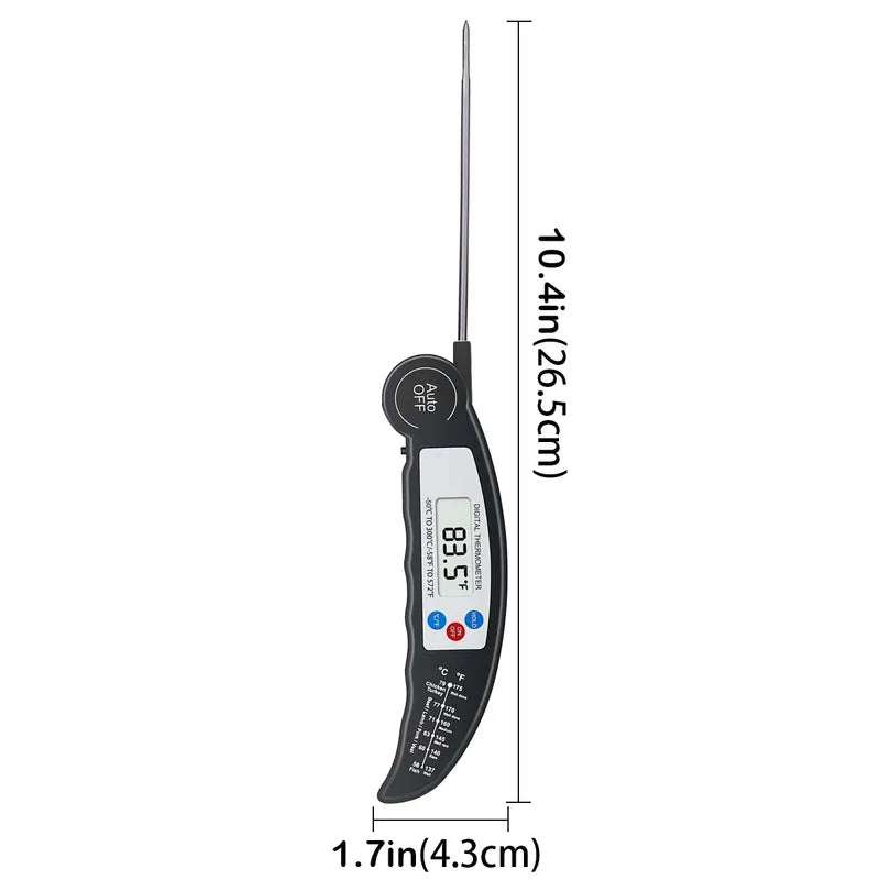 Digital Food Thermometer with LCD Display, Foldable Probe for Grilling & Cooking