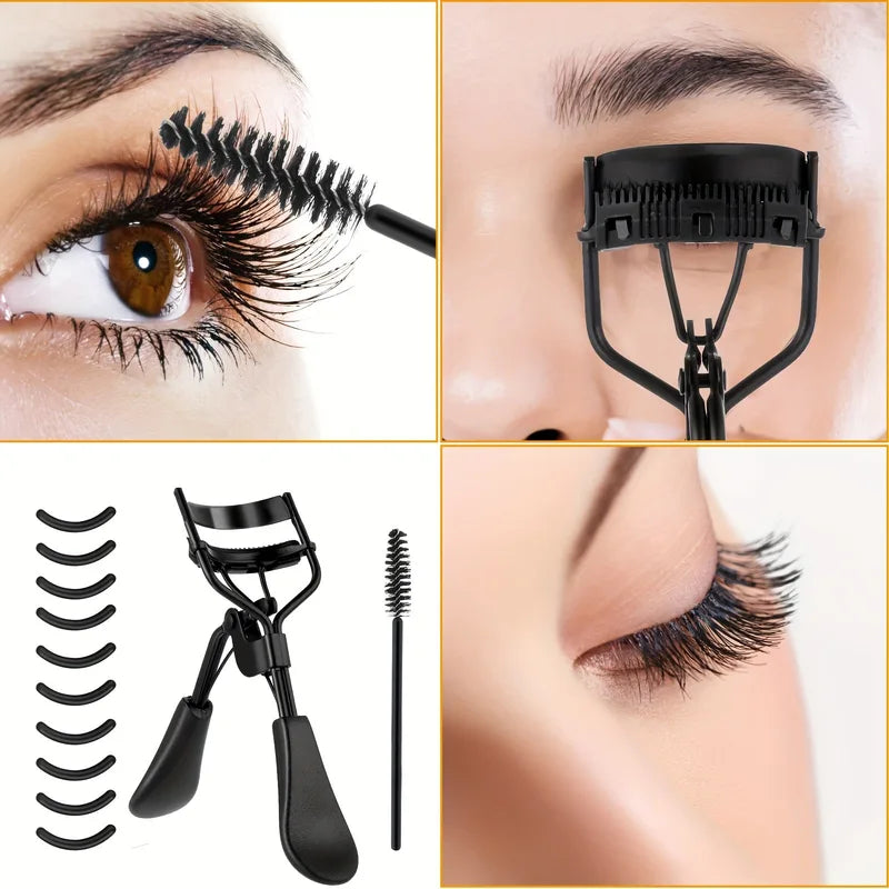 Eyelash Curler Set with Replacement Pads and Tweezers - Multiple Colors