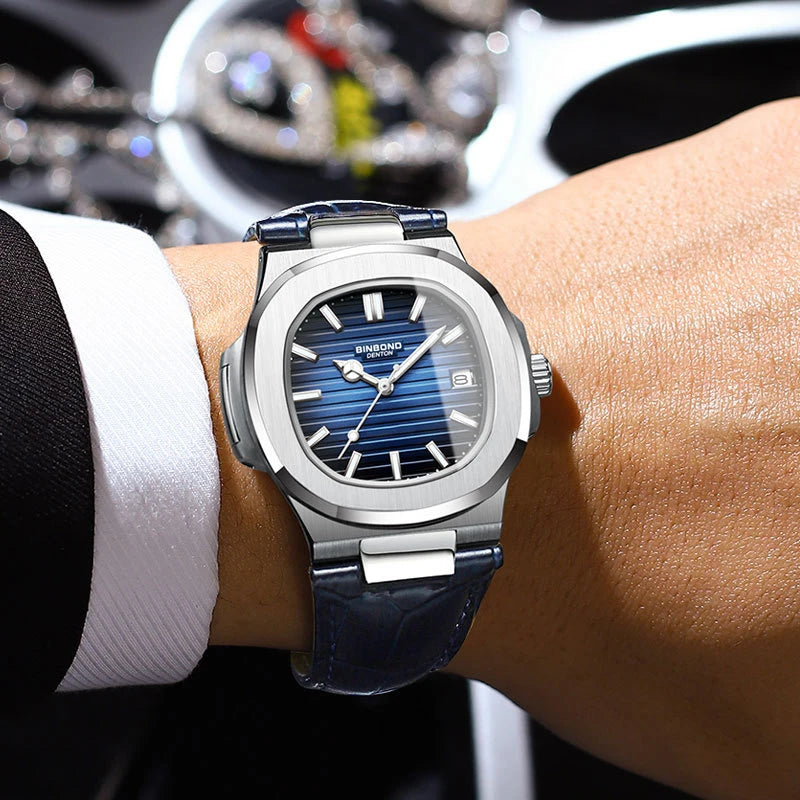 Men's Luxury Quartz Wristwatch Waterproof Auto Date Leather Strap - Multiple Colors