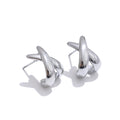 Minimalist Metal X-Shape Stud Earrings - 18K PVD Plated Stainless Steel Jewelry for Women