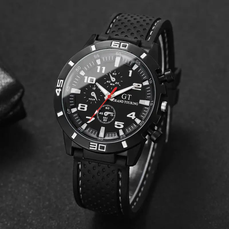 Men's Sport Silicone Band Quartz Watch with Arabic Dial - Waterproof, Multiple Colors