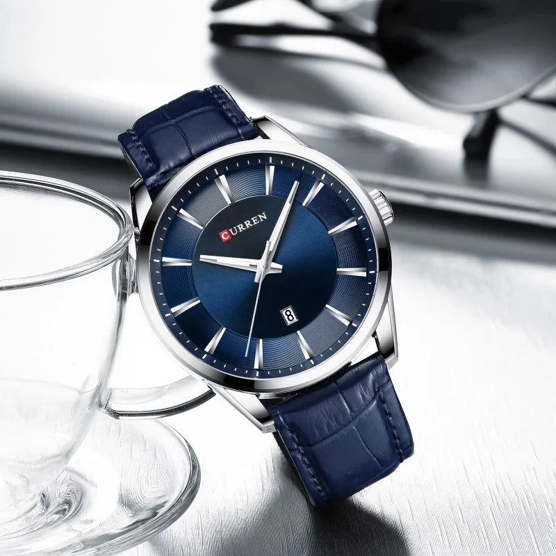 Men's Minimalist Water-Resistant Quartz Watch with Leather Strap - Business Style