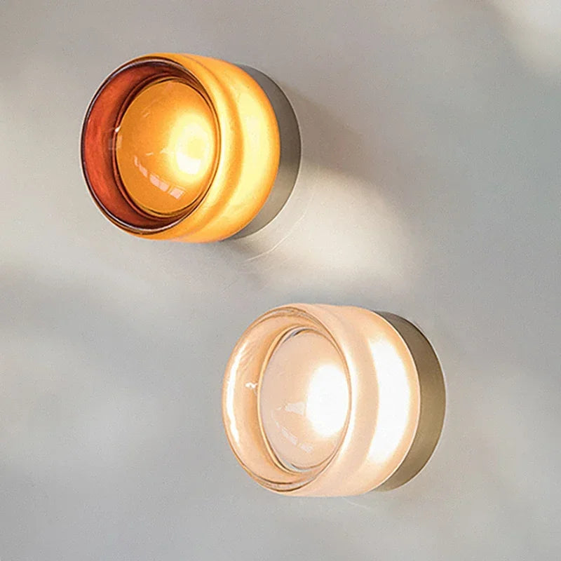 Modern LED Wall Lamp for Living Room Amber & Smokey Grey Wall Sconce Lighting