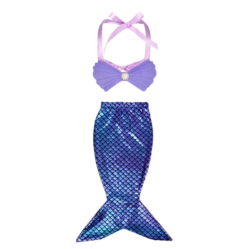 Infant Mermaid Costume with Holographic Rainbow Scales and Pearl Top - Baby Birthday Halloween Photoshoot