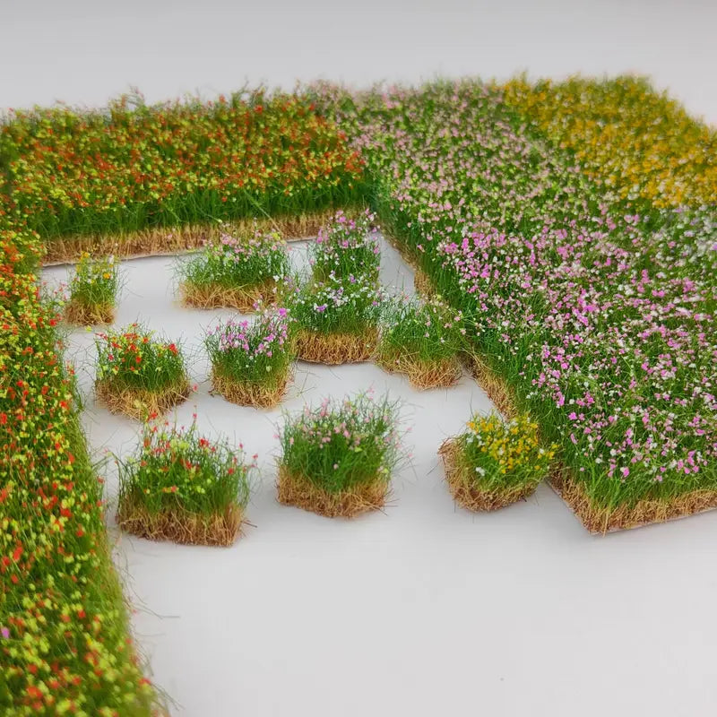 Hand Torn Flower Clusters for Model Making - Garden Miniature Bonsai Decor Set
