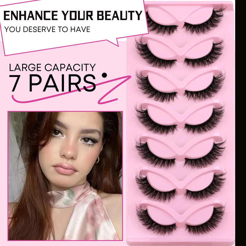 False Eyelashes Cat Eye Fluffy Natural Look Winged Effect Cruelty-Free Faux Mink