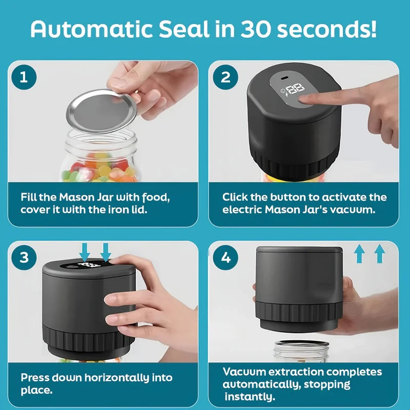 Semi-Automatic Can Sealer with Digital Vacuum Pump for Bottles and Cans - 5W Lithium Powered