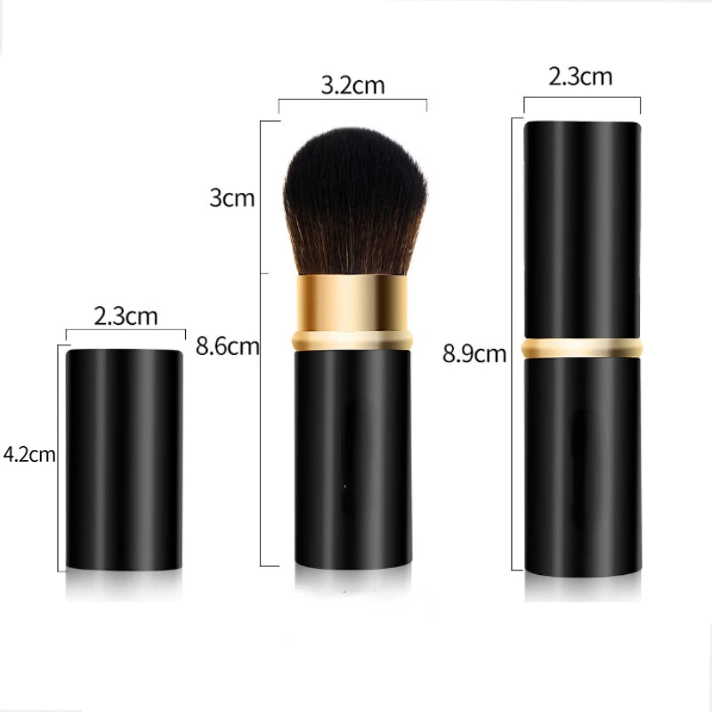 Retractable Makeup Brush with Soft Synthetic Bristles - Travel Friendly, Full Coverage Blending & Powder Application