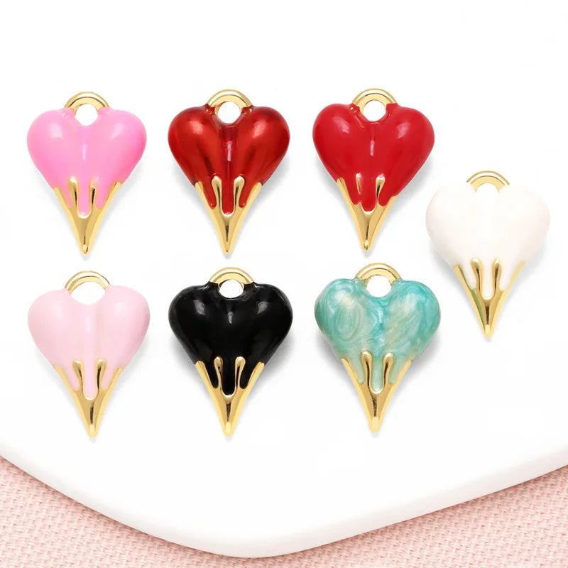 Multicolor Enamel Heart Pendant for Necklace DIY Jewelry Making Supplies