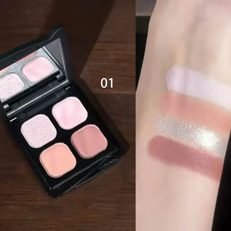 Refillable Eyeshadow Palette with 4 Harmonious Shades - No Fallout, Smooth Application