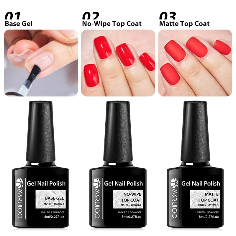 8ml UV Base Gel and Top Coat Kit for Long-Lasting Nail Polish & Art