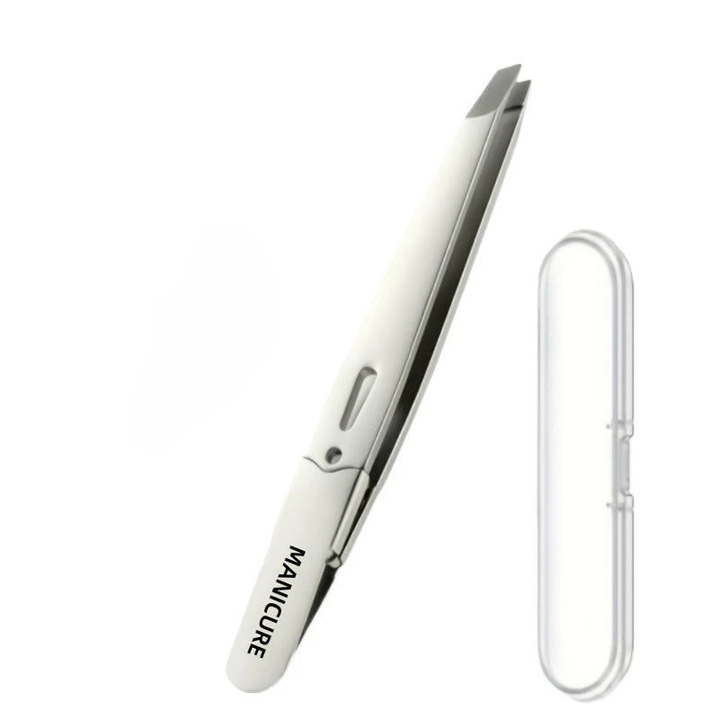 Stainless Steel Eyebrow Tweezers with Angled Tips for Hair Removal