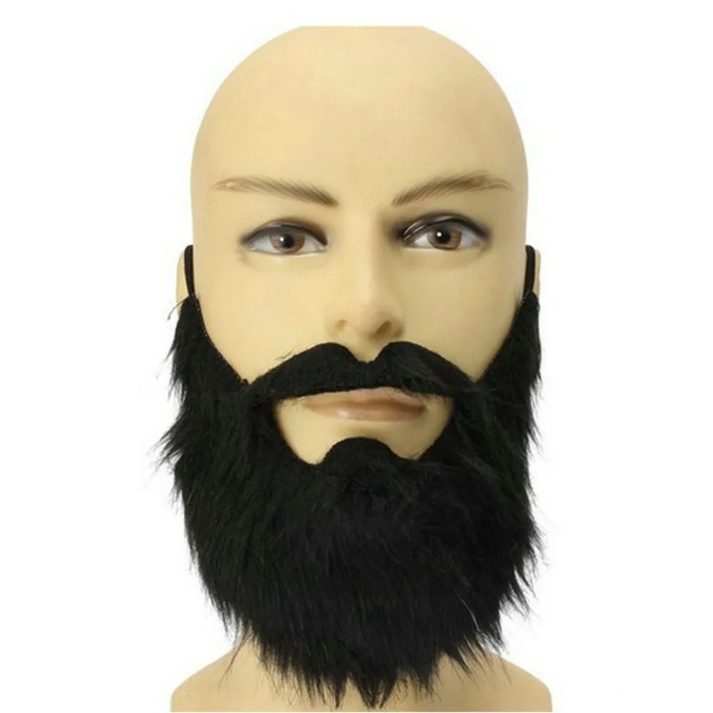 Fake Beard and Mustache Costume Prop - Synthetic Fiber Elastic Band, Multiple Colors