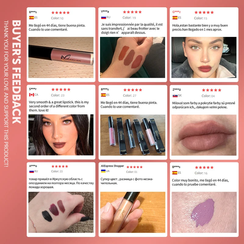 Waterproof Matte Lip Gloss Liquid Lipstick - 25 Vibrant Colors, Long-Lasting