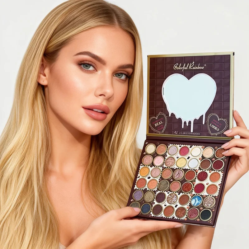 42 Shades Eyeshadow Palette - Matte, Glitter, Pearl Long-Lasting Makeup