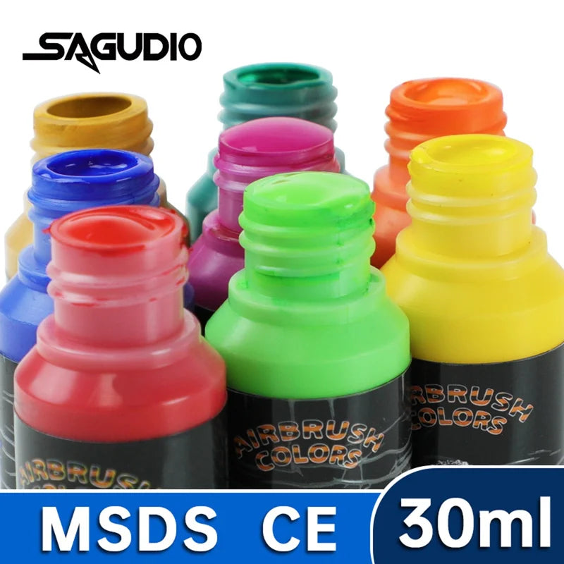 Water-Based Acrylic Airbrush Paint Set - 24 Matte Colors for Artists & Hobbyists
